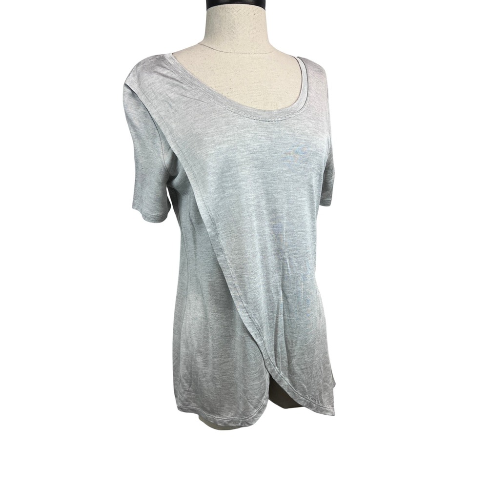 Armani Exchange Draped Crossover Top Womens S Gray Excellent Short Sleeve Modal